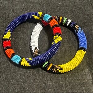 NEW Set of Two Handmade Beaded Bracelets. Masai. Bought in Africa, July 2025